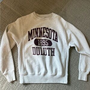 Champion Gray Minnesota Duluth 1895 Crewneck Sweatshirt with Maroon Print